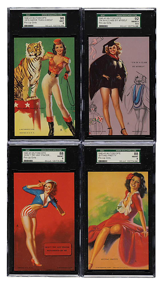 1945 Mutoscope "Artist Pin-Up Girls" SGC-Graded Partial Set (48/64)