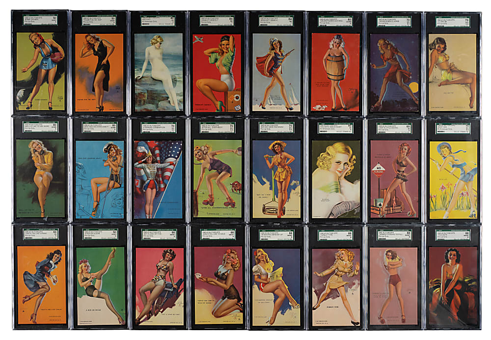 1945 Mutoscope "Artist Pin-Up Girls" SGC-Graded Partial Set (48/64)