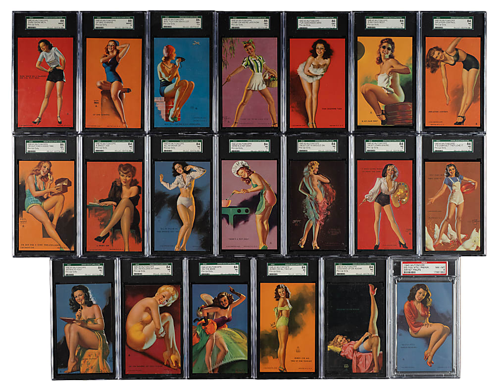 1945 Mutoscope "Artist Pin-Up Girls" SGC-Graded Partial Set (48/64)