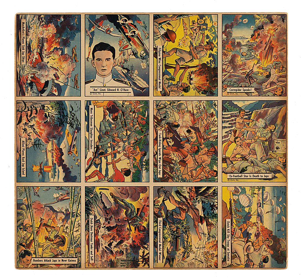 1942 R164 "War Gum" Uncut Sheet (12 Cards)