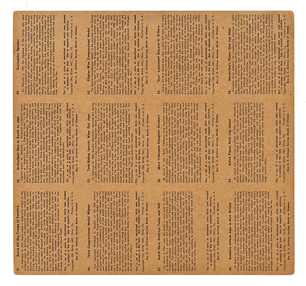1942 R164 "War Gum" Uncut Sheet (12 Cards)