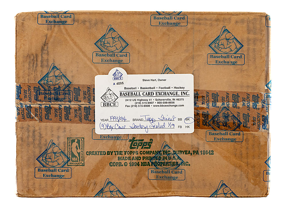 1993-1994 Topps Finest Basketball Factory-Sealed Unopened Hobby Case (9 Boxes, 216 Packs) - BBCE
