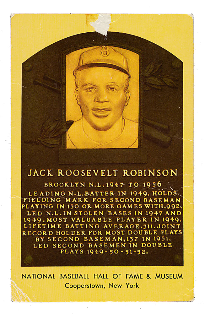 Jackie Robinson Signed Yellow Hall of Fame Postcard - JSA