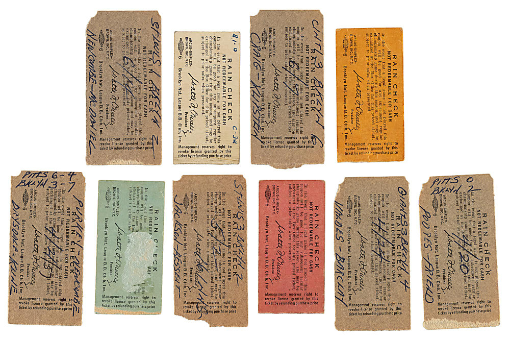 1957 Brooklyn Dodgers Ebbets Field Ticket Stub Collection (20) - Final Season in Brooklyn - Aaron, Snider, and Musial Home Runs