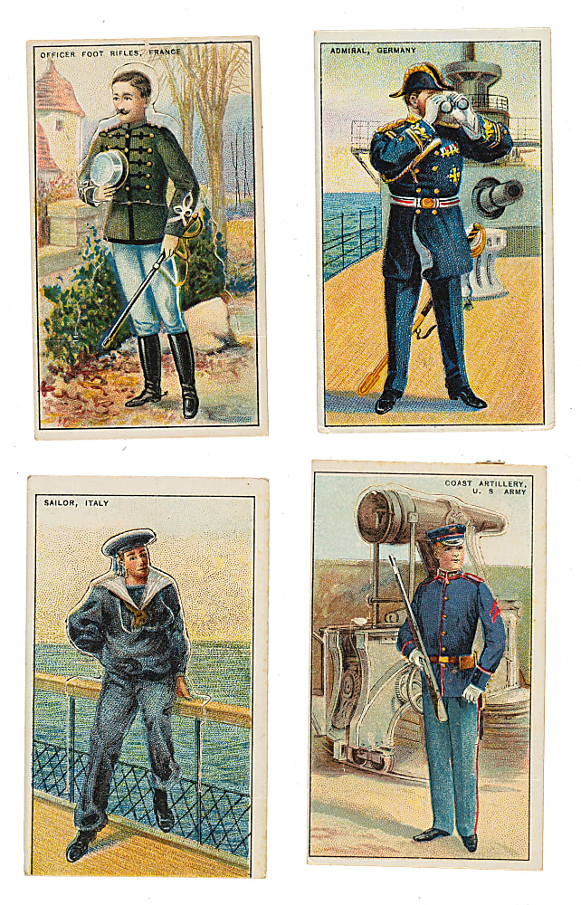 1909-1913 T81 Recruit Little Cigars "Military Series" Die-Cut Near-Complete and Partial Set Pair (2 Sets, 72 Cards) Plus 168 Duplicates
