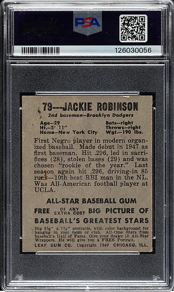 1948-1949 Leaf #79 Jackie Robinson Rookie PSA VG-EX 4