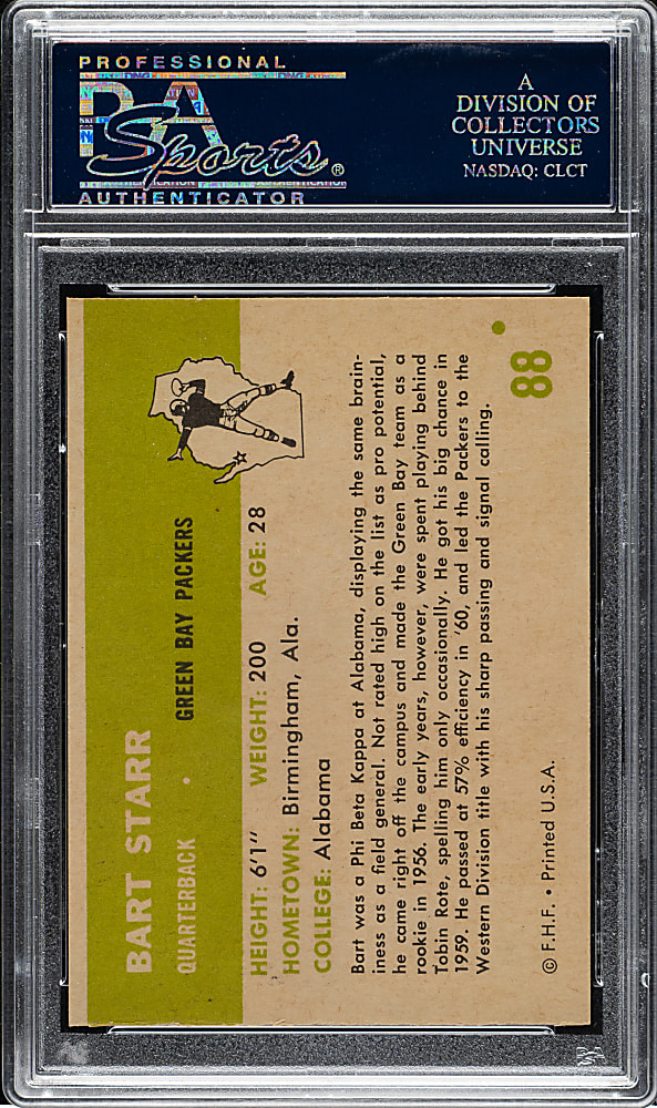 1961 Fleer Football #88 Bart Starr PSA MINT 9