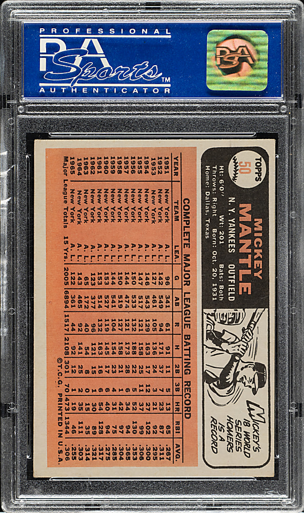 1966 Topps #50 Mickey Mantle PSA EX 5
