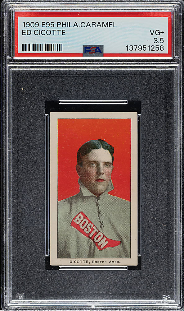 1909 E95 Philadelphia Caramel Ed Cicotte PSA VG+ 3.5