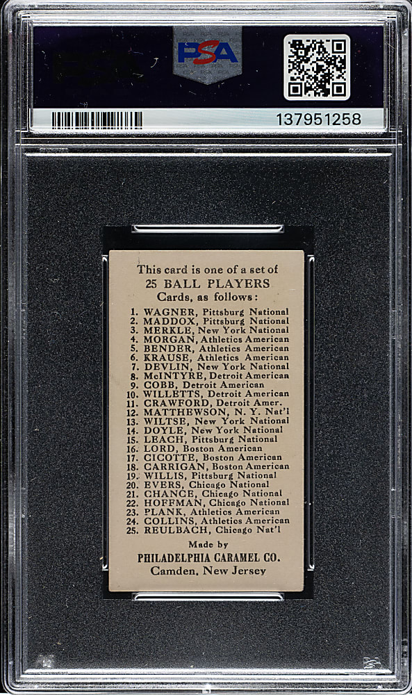 1909 E95 Philadelphia Caramel Ed Cicotte PSA VG+ 3.5