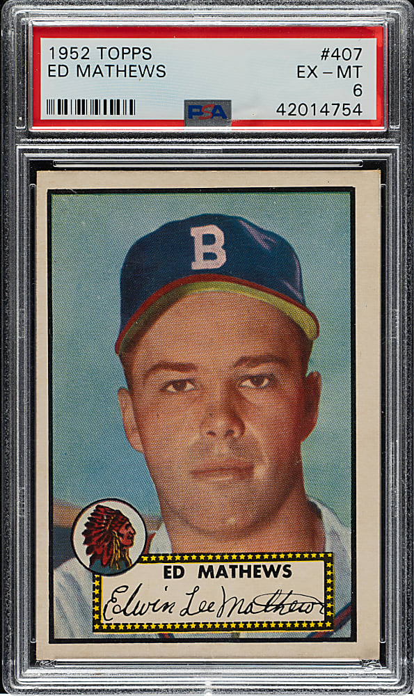 1952 Topps #407 Ed Mathews Rookie High Number PSA EX-MT 6