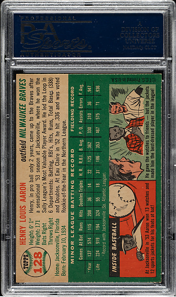 1954 Topps #128 Hank Aaron Rookie PSA EX-MT 6