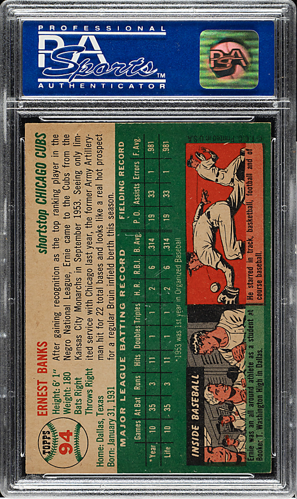 1954 Topps #94 Ernie Banks Rookie PSA NM 7