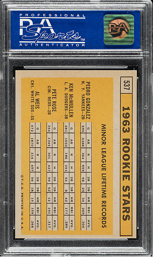 1963 Topps #537 Pete Rose Rookie PSA NM 7