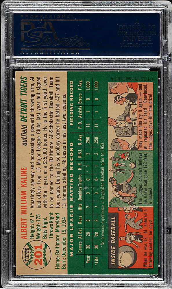 1954 Topps #201 Al Kaline Rookie PSA NM 7