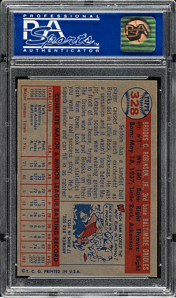 1957 Topps #328 Brooks Robinson Rookie PSA NM 7