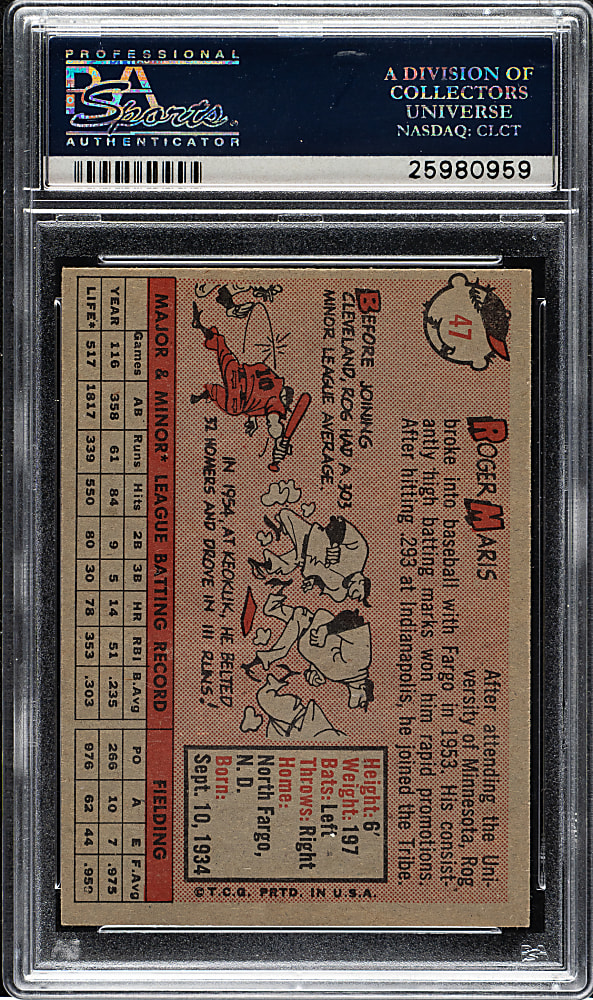 1958 Topps #47 Roger Maris Rookie PSA NM 7