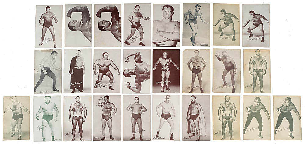 1920s to 1960s Exhibits Wrestling Collection (62) Including Near-Complete Set