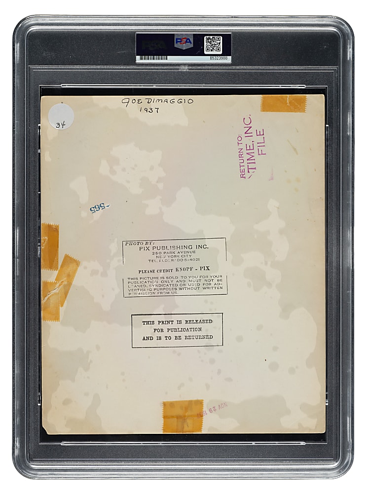 1937 Joe DiMaggio Original PIX Publishing Photograph PSA/DNA Type I