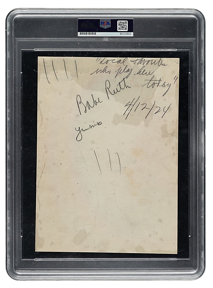 Circa 1920s Babe Ruth Original Kaplan Photo Service Photograph PSA/DNA Type I