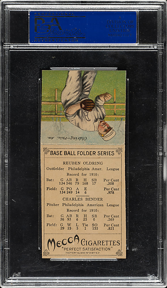 1911 T201 Mecca Double Folders Chief Bender/Oldring PSA NM-MT 8 - Highest Graded!