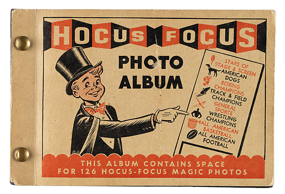 1948 Topps "Hocus Focus" Magic Photo Album with 53 Cards Including Babe Ruth and Tris Speaker