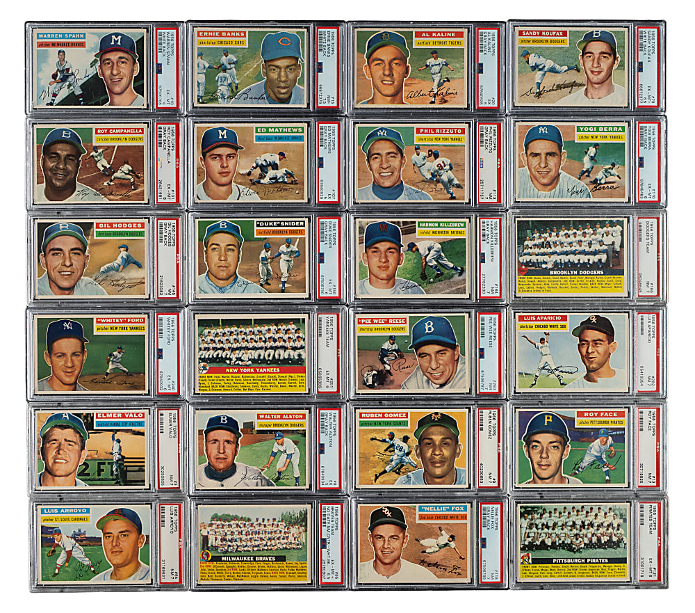1956 Topps Near-Complete Set (338/340) Including 79 PSA-Graded Cards