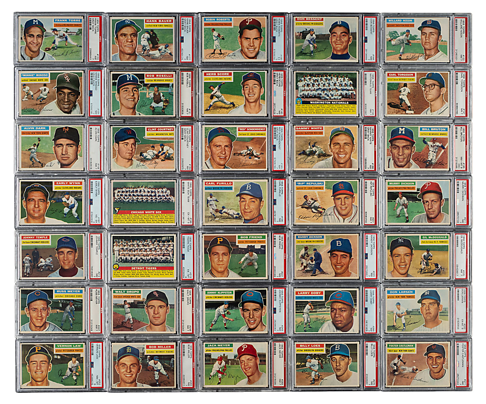 1956 Topps Near-Complete Set (338/340) Including 79 PSA-Graded Cards