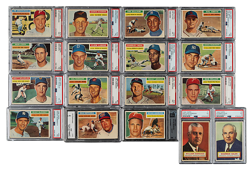 1956 Topps Near-Complete Set (338/340) Including 79 PSA-Graded Cards
