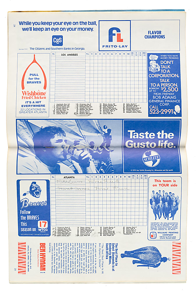 Hank Aaron 715th Home Run Ticket Stub, Program and Certificate