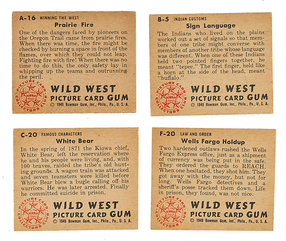 1950 Bowman "Wild West" Complete Set (180)