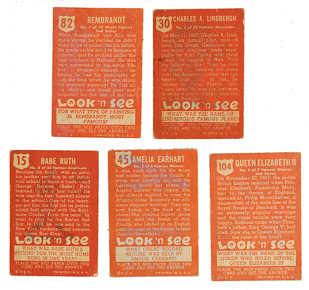 1952 Topps "Look 'n See" Complete Set (135)