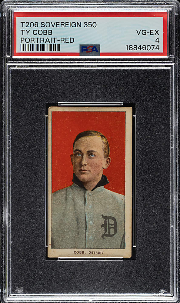 1909-1911 T206 White Border Ty Cobb Portrait Red Background PSA VG-EX 4 - Sovereign 350 Back
