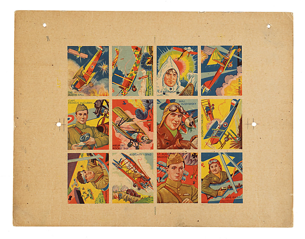 1933 R136 National Chicle "Sky Birds" Uncut Proof Sheet #85-96 (12 Cards)