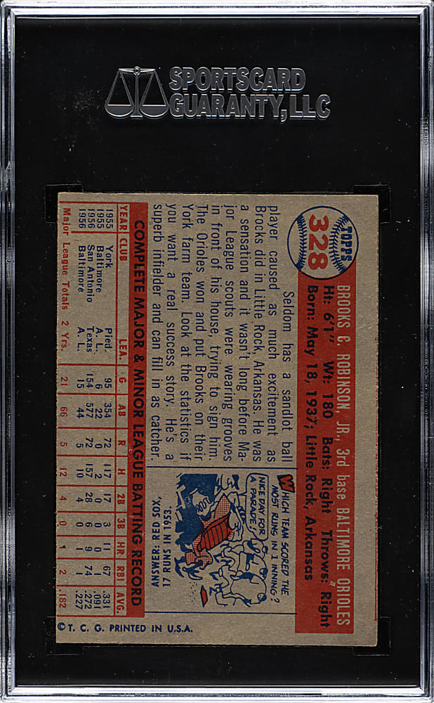 1957 Topps #328 Brooks Robinson Rookie SGC NM 7