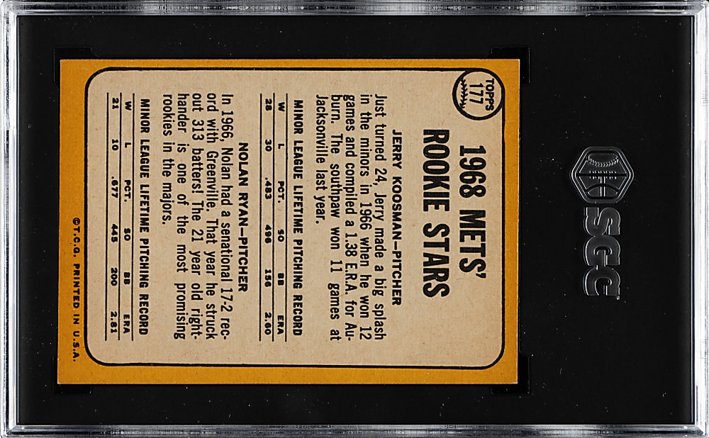 1968 Topps #177 Nolan Ryan Rookie SGC EX/NM+ 6.5