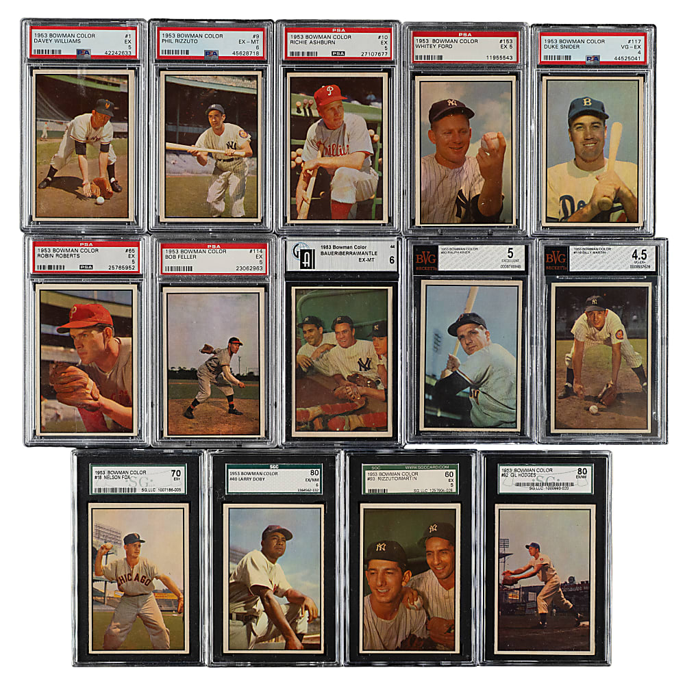 1953 Bowman Color Complete Set (160) Including 56 Graded Cards