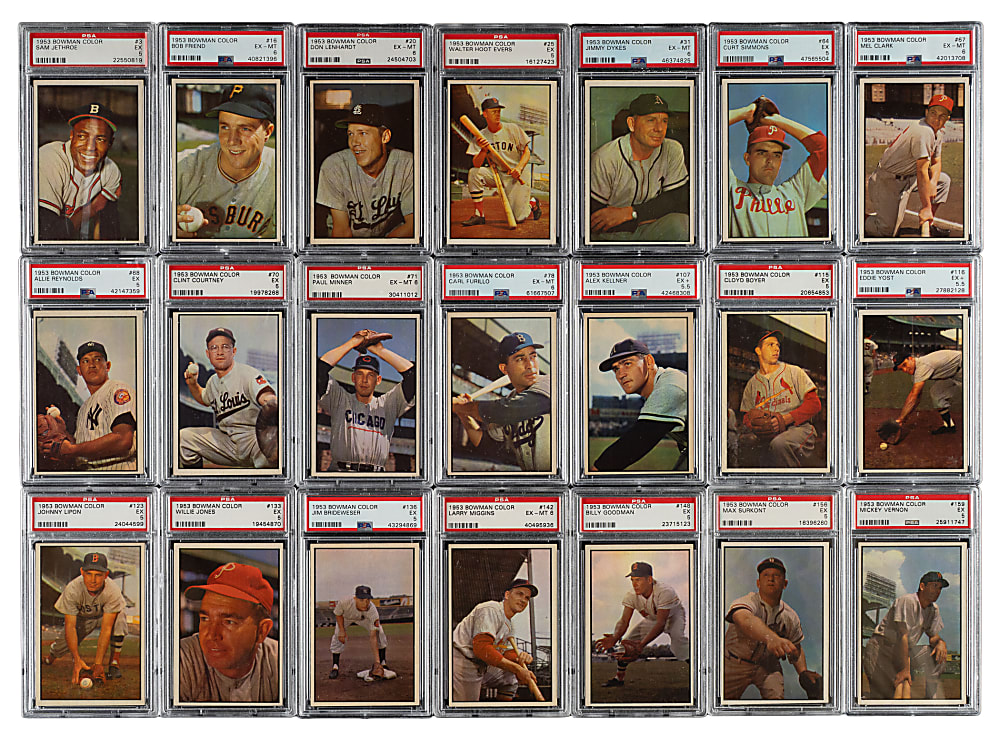 1953 Bowman Color Complete Set (160) Including 56 Graded Cards