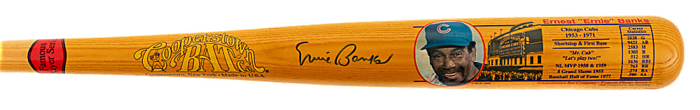 Ernie Banks Signed Cooperstown Bat