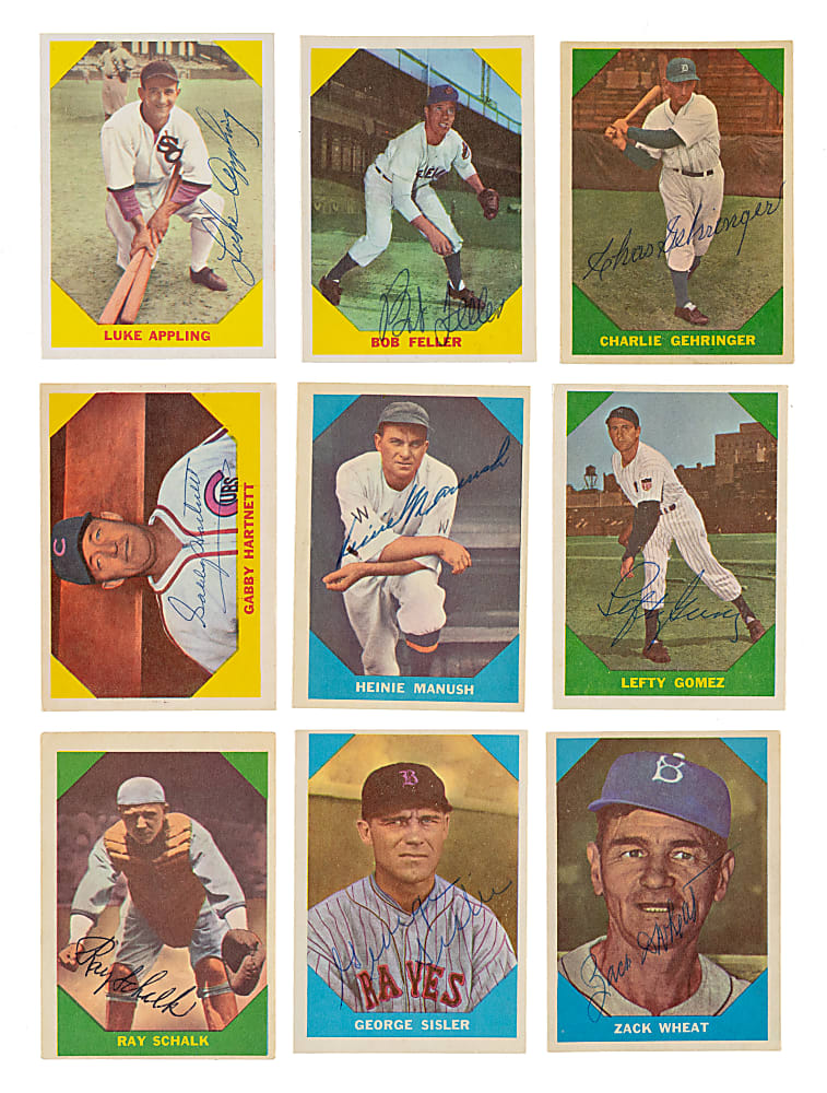 Signed 1960 Fleer All-Time Greats Collection (13) Including Grove, Manush, Sisler, and Wheat