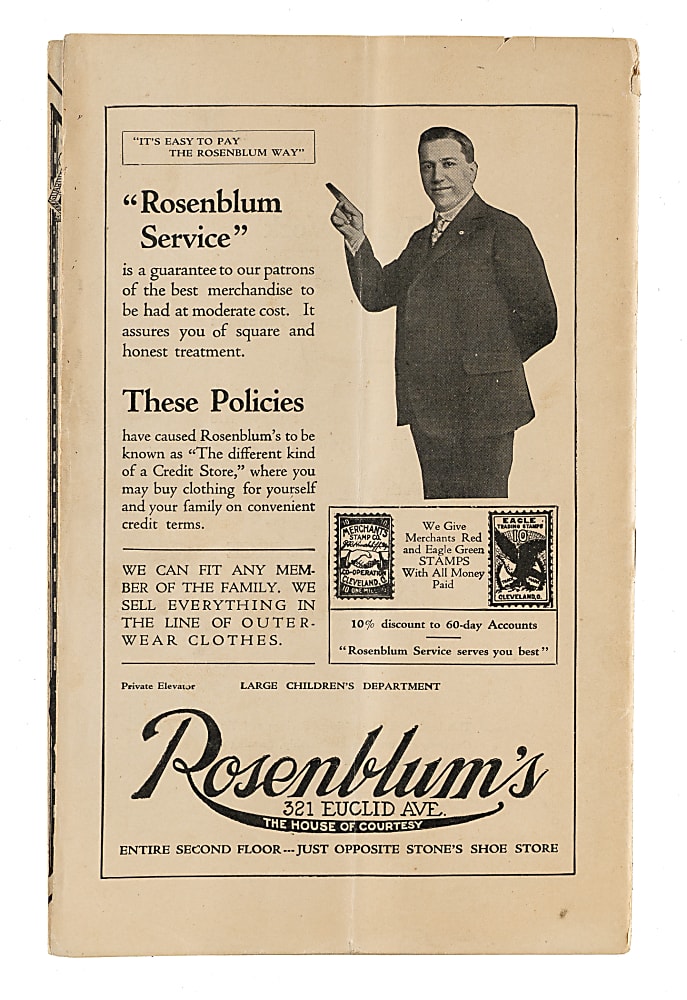 1920 Cleveland Indians (vs. Brooklyn Robins) World Series Game 5 Program - Scored for Bill Wambsganss' Unassisted Triple Play!