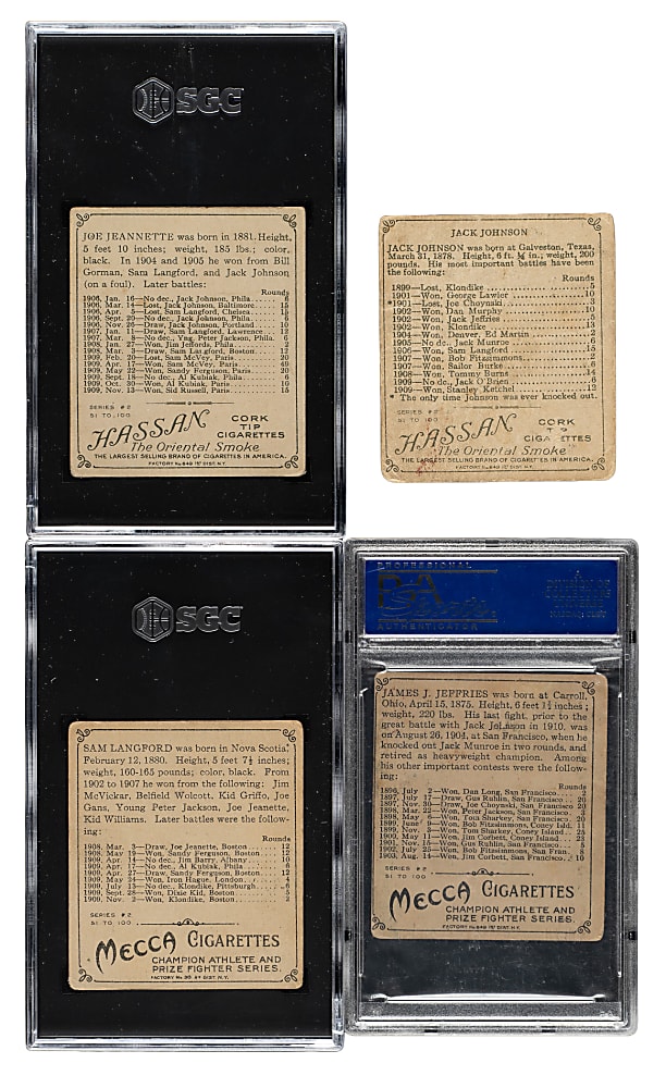 Circa 1910 T218 Mecca/Hassan "Champion Athletes and Prize Fighters" Complete Set (153) Including 23 PSA- and SGC-Graded Cards