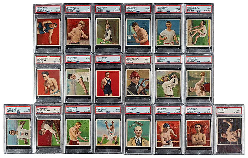 Circa 1910 T218 Mecca/Hassan "Champion Athletes and Prize Fighters" Complete Set (153) Including 23 PSA- and SGC-Graded Cards