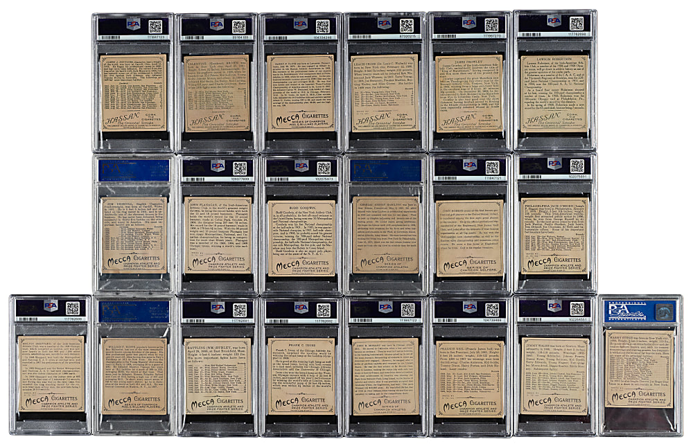 Circa 1910 T218 Mecca/Hassan "Champion Athletes and Prize Fighters" Complete Set (153) Including 23 PSA- and SGC-Graded Cards
