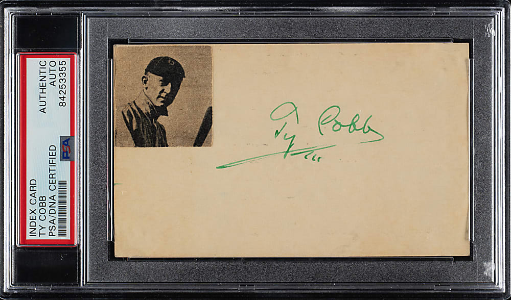 Ty Cobb Signed Index Card - PSA/DNA