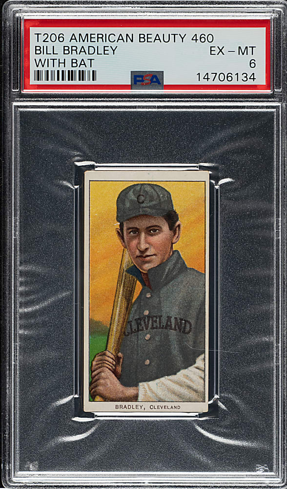1909-1911 T206 White Border Bill Bradley with Bat PSA EX-MT 6 - American Beauty 460 Back - 1 of 1 - Highest Graded!