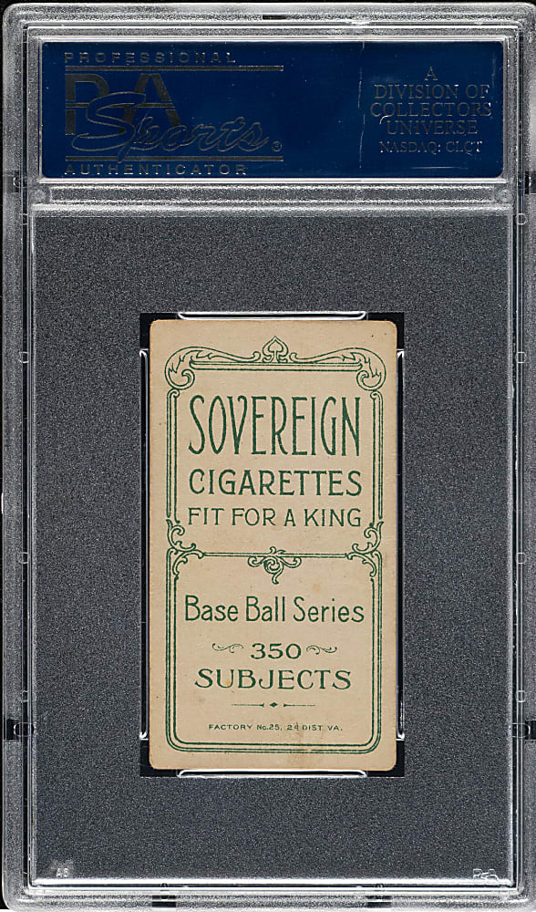 1909-1911 T206 White Border Walter Johnson Portrait PSA VG-EX 4 - Sovereign 350 Back