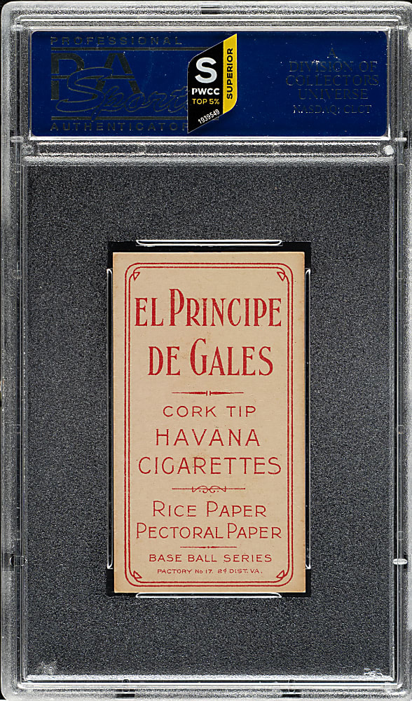 1909-1911 T206 White Border Nap Lajoie Throwing PSA EX 5 - El Principe De Gales Back - 1 of 2 - Highest Graded!