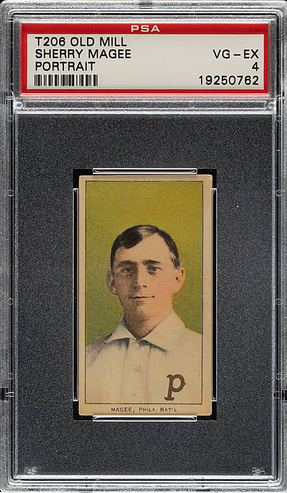 1909-1911 T206 White Border Sherry Magee Portrait PSA VG-EX 4 - Old Mill Back