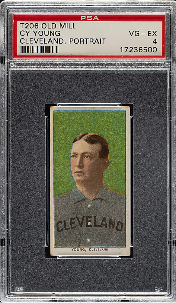 1909-1911 T206 White Border Cy Young Portrait PSA VG-EX 4 - Old Mill Back